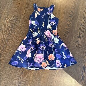 Zuni floral Kids Dress in Navy and Pink